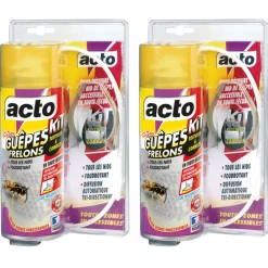 Acto Anti-Nuisibles | - Lot de 2 aérosols spécial guepes frelons - kit spécial toitures et combles