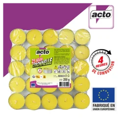 Acto - Lot de 25 bougies citronnelle compactes: protection 4 heures contre les moustiqu Outlet