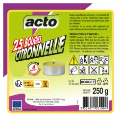 Acto - Lot de 25 bougies citronnelle compactes: protection 4 heures contre les moustiqu Outlet