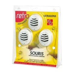 Acto - Retro lot de 3 répulsifs ultrasons souris insectes rampants 135m2 - rus2 Sale