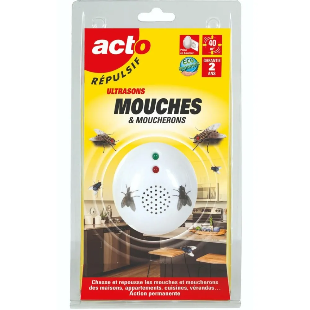 Acto - Répulsif ultrasons mouches - moucherons - fixe 40m² Best