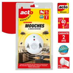 Acto - Répulsif ultrasons mouches - moucherons - fixe 40m² Best