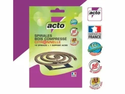 Acto Anti-Nuisibles | - Spirales bois compressé citronnelle - 50h de diffusion !