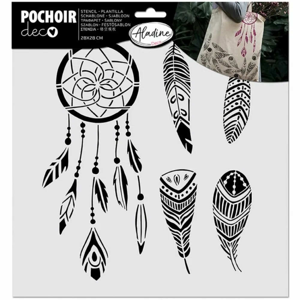 Aladine - Pochoir pour textiles - plumes New