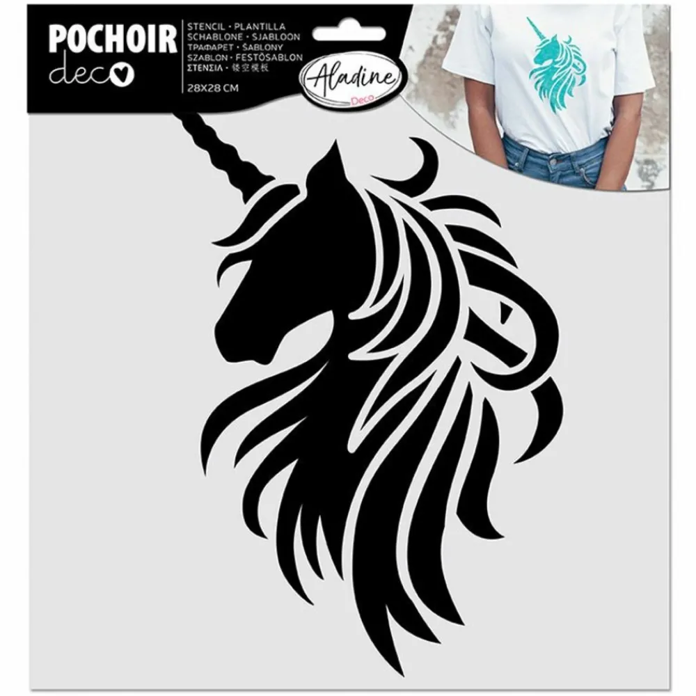 Aladine Peinture Et Beaux-Arts | - Pochoir pour textiles - licorne