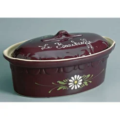Alpertec Cuisine Et Arts De La Table | - Siegfried terrine ovale 40cm aubergine decor fleurs blanches - 134aub7