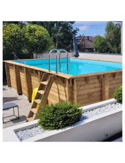 Altanka Piscines Et Spas | - Piscine en bois aqua 8,5x4,35 - h.1,45 m fixations à visser - bas7309ospl+sza -