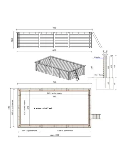 Altanka Piscines Et Spas | - Piscine en bois aqua 7x3,75 - h.1,45 m fixations à visser - bas7308ospl -