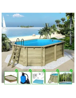 Altanka - Piscine en bois nemo 5,79x3,49 - h.1,45 m cadre en métal, sans dalle béton - bas7304ospu - Online