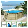 Altanka - Piscine en bois nemo 5,79x3,49 - h.1,45 m fixations à visser - bas7304ospl - New