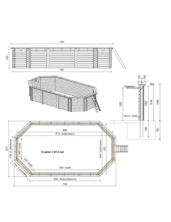 Altanka Piscines Et Spas | - Piscine en bois nemo 7,3x3,97 - h.1,45 m fixations à visser - bas7305ospl+sza -