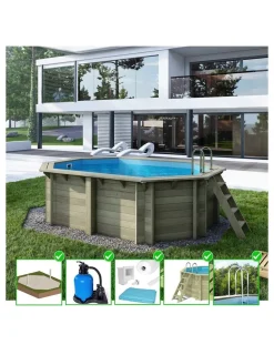 Altanka Piscines Et Spas | - Piscine en bois nemo 4,3x3 - h.1,18 m cadre en métal, sans dalle béton - bas7302ospu -