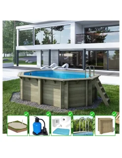 Altanka Piscines Et Spas | - Piscine en bois nemo 4,3x3 - h.1,18 m cadre en métal, sans dalle béton - bas7302ospu+sza -