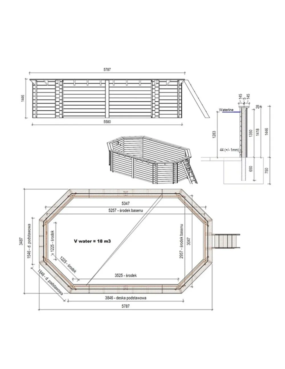 Altanka Piscines Et Spas | - Piscine en bois nemo 5,79x3,49 - h.1,45 m fixations à sceller - bas7304ospi -