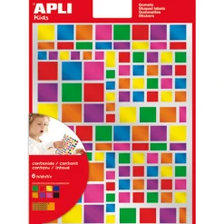 Apli - Gommettes (x756), sur 6 feuilles - Carrés, coloris métallisés assortis Hot