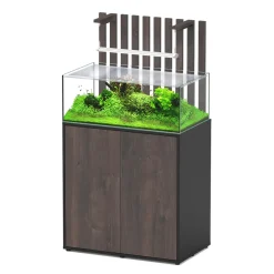 Aquatlantis - Aquarium LED avec meuble Shallow, noir et chêne brun - 108L New