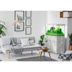 Aquatlantis Aquariums Et Meubles | - Meuble d'aquarium avec 2 portes Sublime 100 Béton L.100xP.50xH.83cm