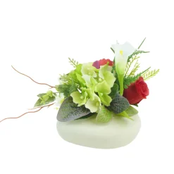 Arche Diffusion - Composition florale artificielle cœur ciment D.20 H.20cm New