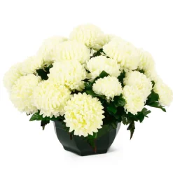 Arche Diffusion - Coupe de chrysanthèmes artificiels, 28 fleurs- Blanc New