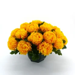Arche Diffusion - Coupe de chrysanthèmes artificiels, 28 fleurs - Jaune New