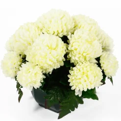 Arche Diffusion - Coupe de chrysanthèmes artificiels, 14 têtes - Blanc New