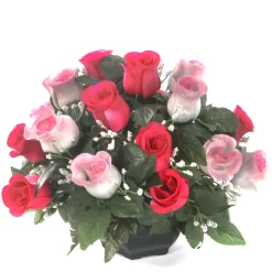 Arche Diffusion Fleurs Et Plantes Artificielles | - Coupe de roses bicolore artificielles D 36 H 27 cm
