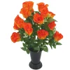 Arche Diffusion Fleurs Et Plantes Artificielles | - Fleurs artificielles - bouquet funéraire orange avec vase D.28 H.46cm