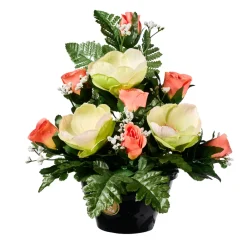 Arche Diffusion Fleurs Et Plantes Artificielles | - Fleurs artificielles - coupe florale saumon H.33 D.30cm