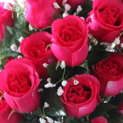 Arche Diffusion - Fleurs artificielles - bouquet funéraire fuchsia D.28 H.46cm Discount