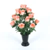 Arche Diffusion Fleurs Et Plantes Artificielles | - Fleurs artificielles - bouquet funéraire saumon avec vase D.28 H.46cm