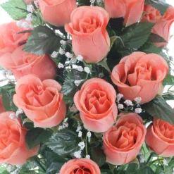 Arche Diffusion Fleurs Et Plantes Artificielles | - Fleurs artificielles - bouquet funéraire saumon avec vase D.28 H.46cm