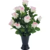 Arche Diffusion Fleurs Et Plantes Artificielles | - Fleurs artificielles - bouquet funéraire rose avec vase D.28 H.46cm