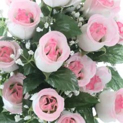 Arche Diffusion Fleurs Et Plantes Artificielles | - Fleurs artificielles - bouquet funéraire rose avec vase D.28 H.46cm