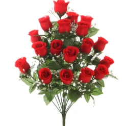 Arche Diffusion Fleurs Et Plantes Artificielles | - Fleurs artificielles - bouquet rouge de roses et gypsophiles H.59cm