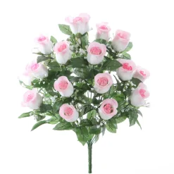 Arche Diffusion Fleurs Et Plantes Artificielles | - Fleurs artificielles - bouquet rose de roses & gypsophiles H.59cm