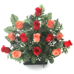 Arche Diffusion Fleurs Et Plantes Artificielles | - Jardinière de roses bicolore artificielles D 45 H 39 cm