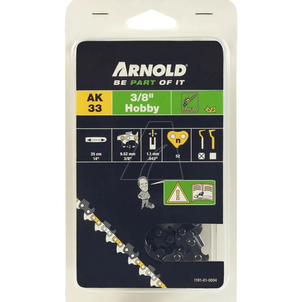 Arnold - Chaîne de tronçonneuse 3/8", 1,1 mm - 52 maillons d’entraineurs Hot