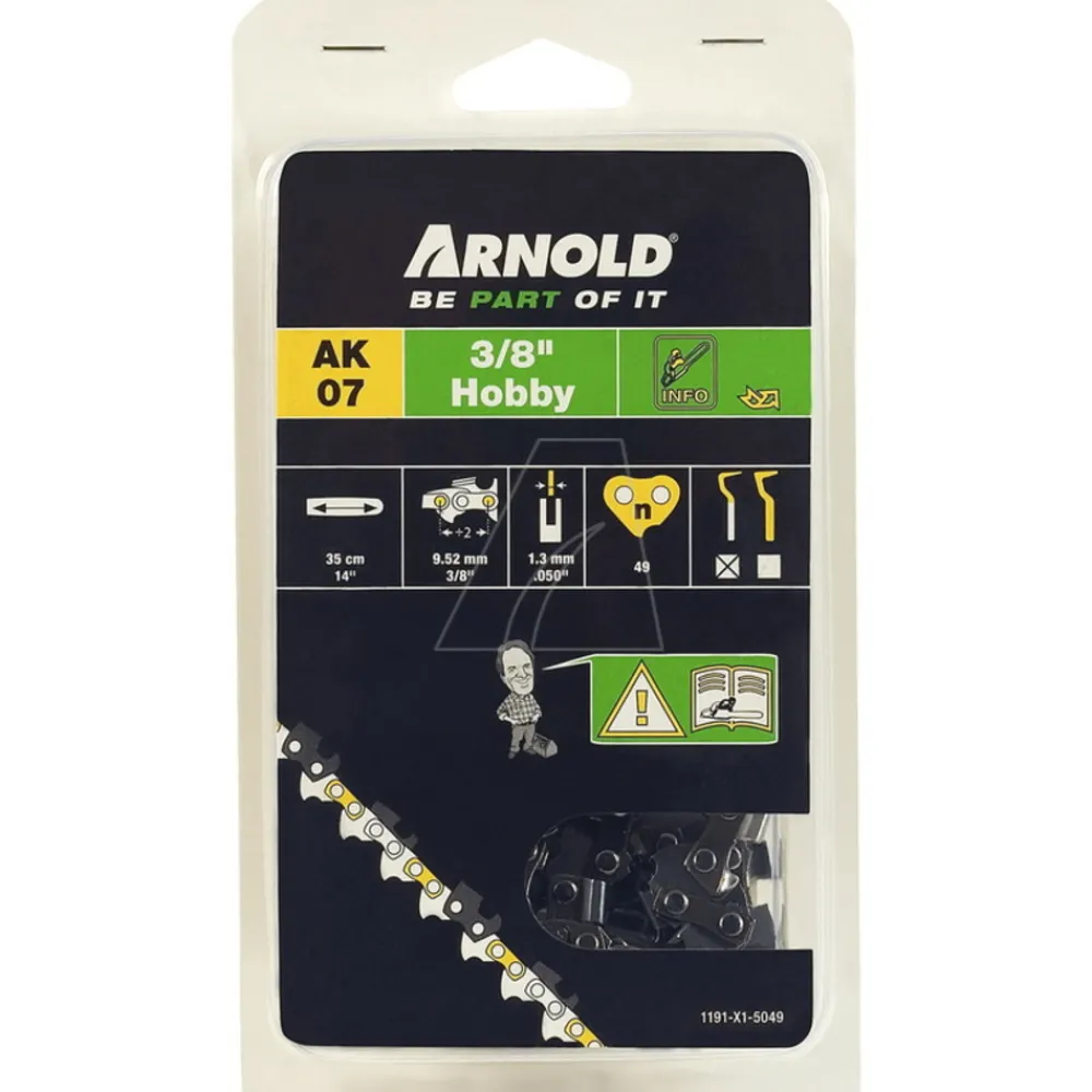 Arnold - Chaîne de tronçonneuse 3/8", 1,3 mm, 49 maillons d’entraîneurs Clearance