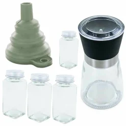 Aromandise Épicerie Gourmande | - Coffret épices avec moulin, entonnoir & 4 flacons