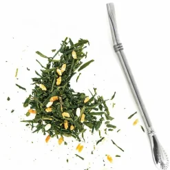 Aromandise - Thé vert bio et riz complet genmaicha 100 g + paille inox avec filtre Sale