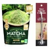 Aromandise - Thé vert bio matcha en poudre 50 g + paille inox avec filtre Hot