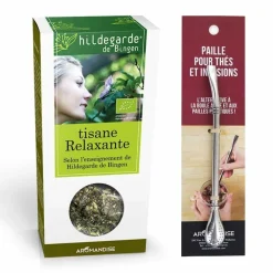 Aromandise Épicerie Gourmande | - Tisane bio relaxante + paille inox avec filtre