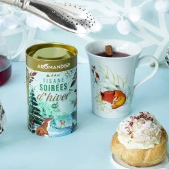 Aromandise - Tisane bio soirées d'hiver + paille inox avec filtre