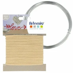 Artemio - Fil à tricotin vanille 5 mm x 5 m + fil d'aluminium New