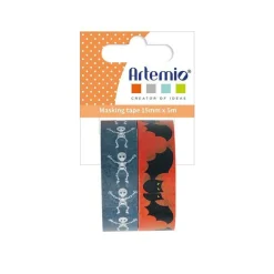 Artemio Fête Et Anniversaire | - 2 masking tape halloween 5 m x 15 mm - chauve-souris et squelette
