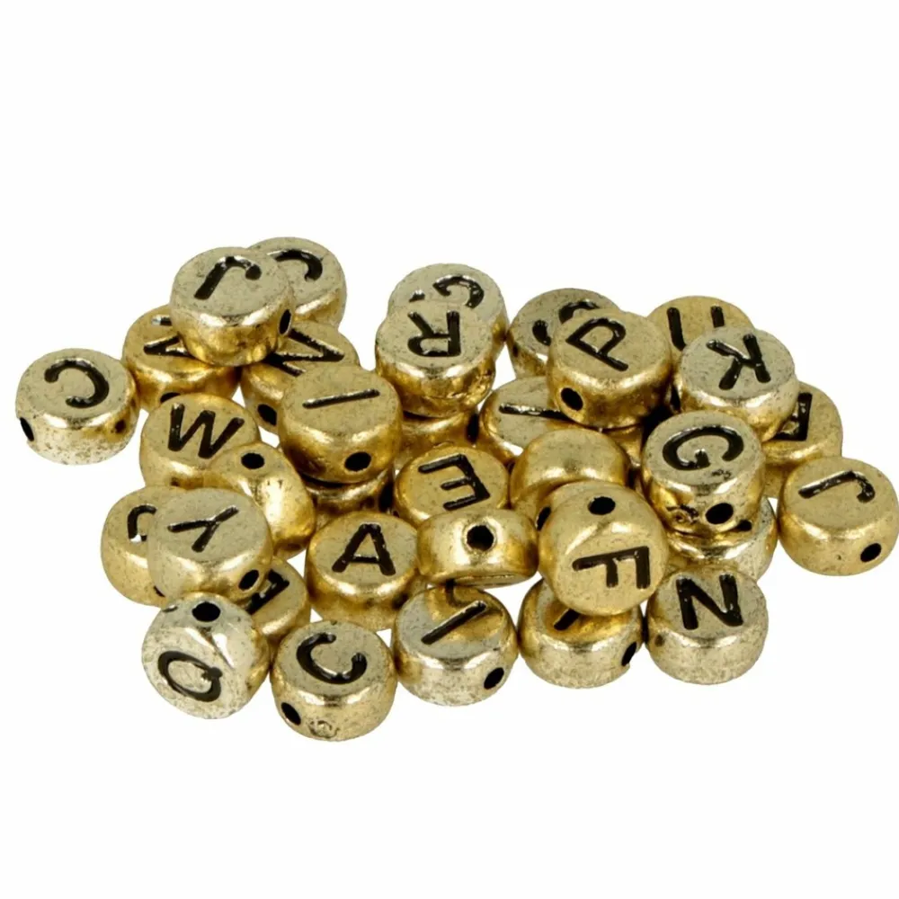 Artemio Bijoux Et Perles | - 600 perles alphabet blanc/ doré