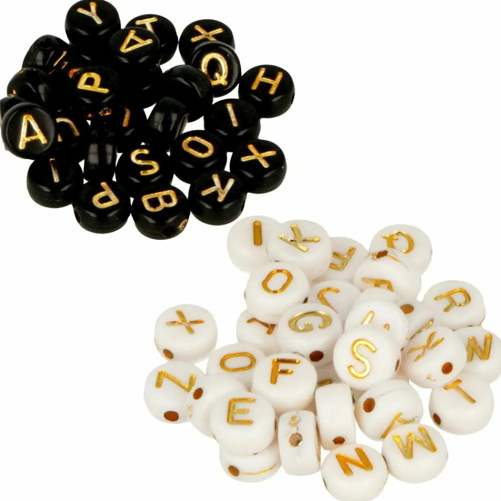 Artemio Bijoux Et Perles | - 600 perles alphabet blanc/ noir