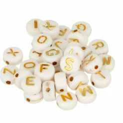 Artemio Bijoux Et Perles | - 900 perles alphabet blanc/ noir/ doré