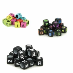 Artemio Bijoux Et Perles | - 900 perles carrées alphabet 6 mm - fluo, noir & blanc