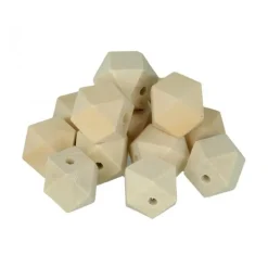 Artemio Bijoux Et Perles | - 8 perles en bois polygonales 20 x 27 mm